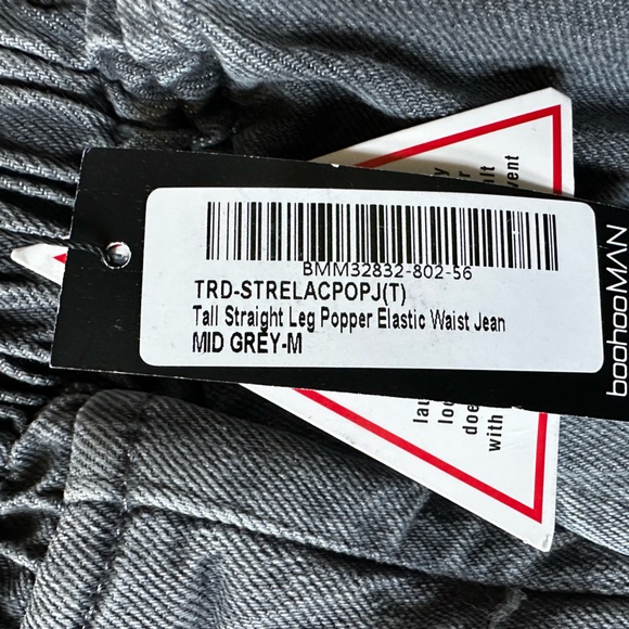 Boohoo Man Tall Straight Leg Popper Elastic Waist Jean - Picture 13 of 16